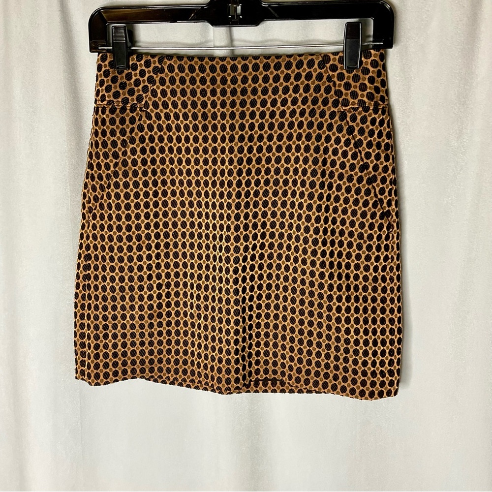 Ann Taylor Loft Skirt Size 00 Bronze Brown Black Polka Dot Straight Pencil